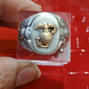Vintage US Army Marine Corps Sterling Silver Ring Sz 9.25